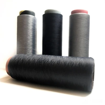100% Polyester PBT Yarn 50d/24f White Dope Dyed Black Colors for Knitting Core Spun Yarn